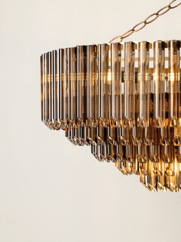 Petalia - 9 light bronze and smoked chocolate glass tube wide chandelier - Image 4