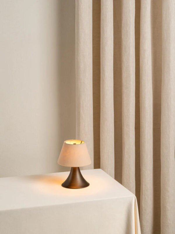 Cenare - bronze and linen rechargeable table lamp - Image 7