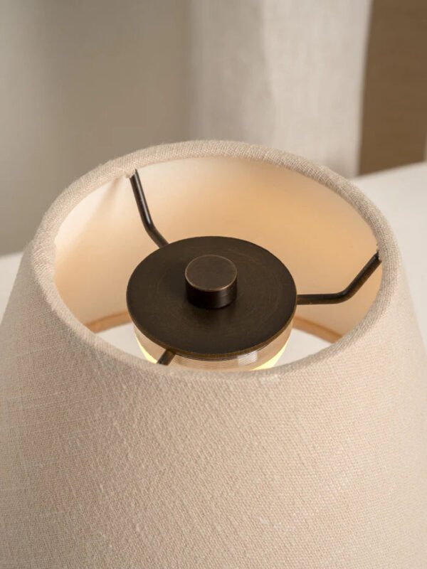 Cenare - bronze and linen rechargeable table lamp - Image 4