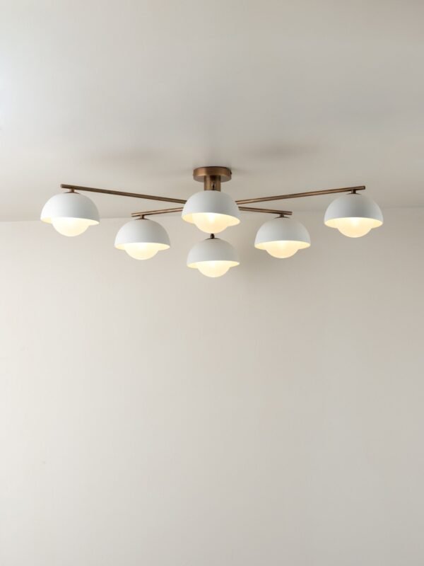 Porsa - 6 light aged brass and warm white porcelain flush - Image 2