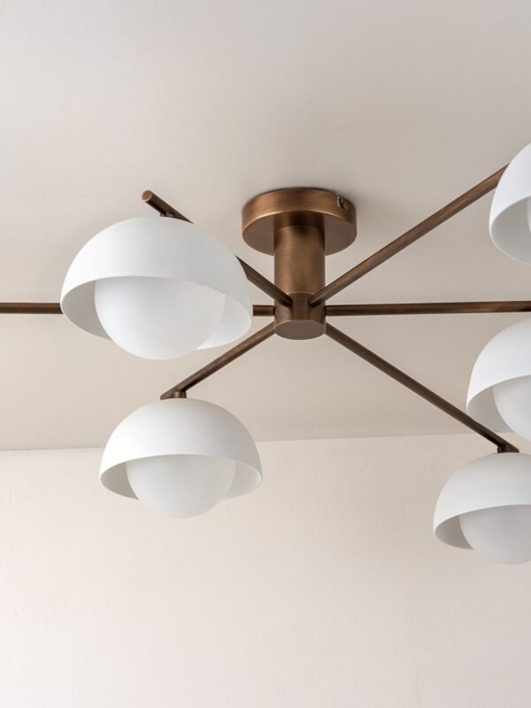 Porsa - 6 light aged brass and warm white porcelain flush - Image 4