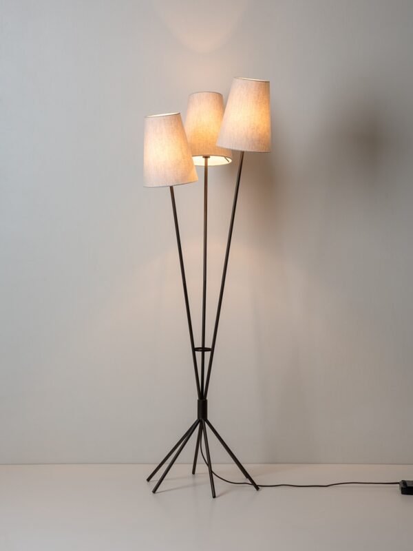 Renwick - 3 light linen and bronze floor lamp - Image 2