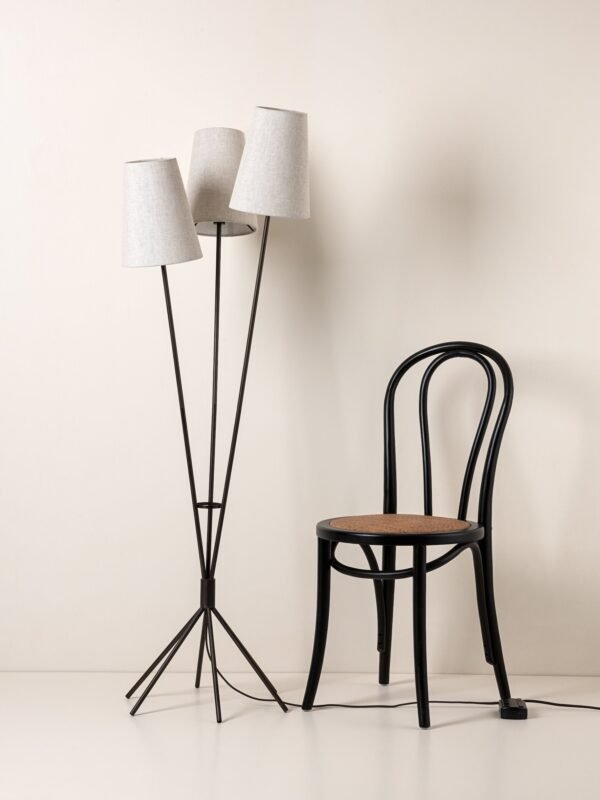 Renwick - 3 light linen and bronze floor lamp - Image 3