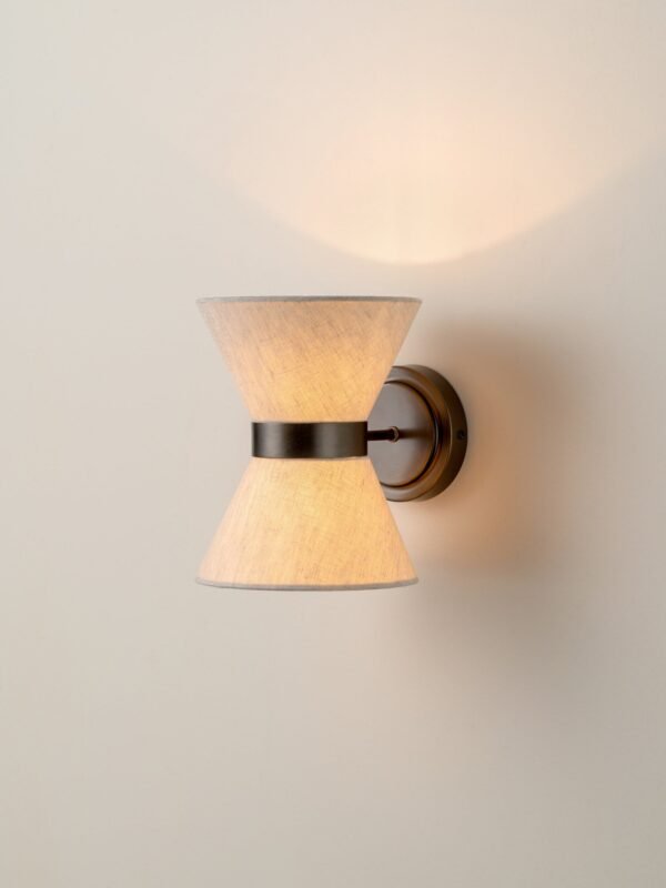 Renwick - linen and bronze wall light - Image 2