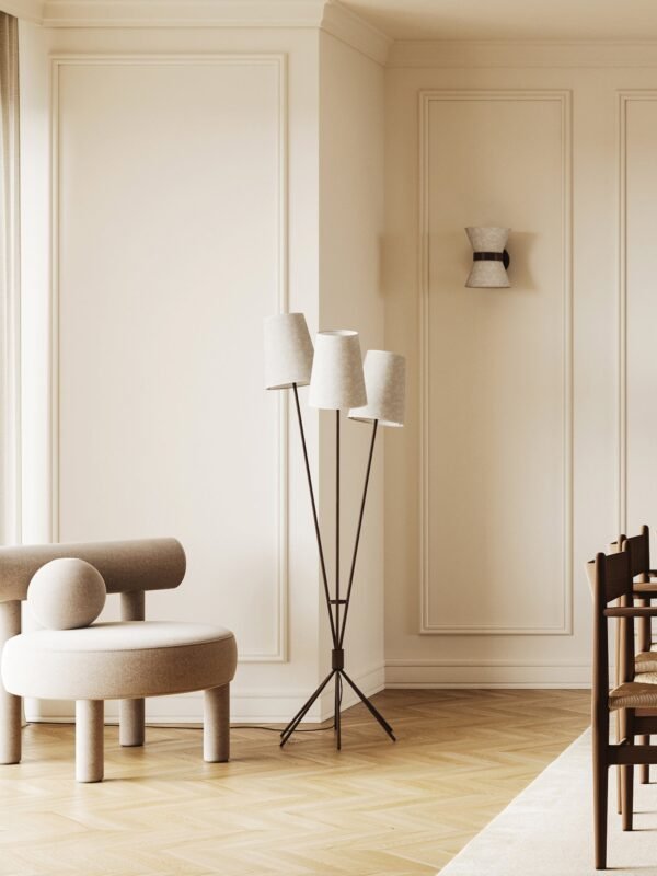 Renwick - 3 light linen and bronze floor lamp - Image 6