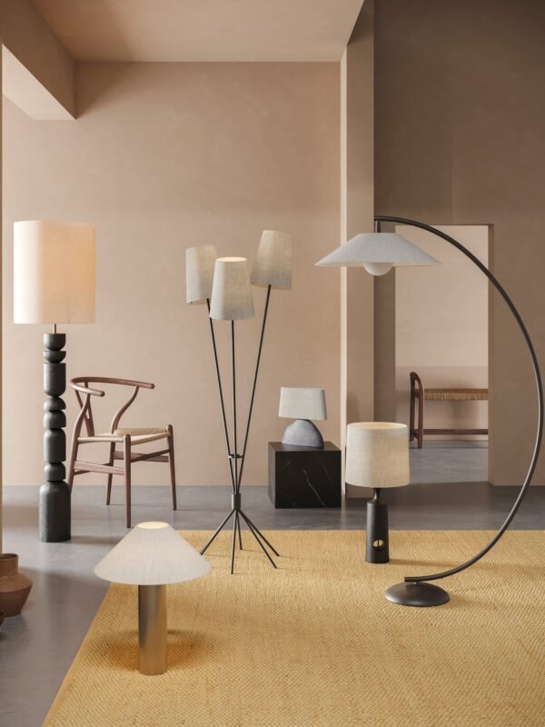 Renwick - 3 light linen and bronze floor lamp - Image 7