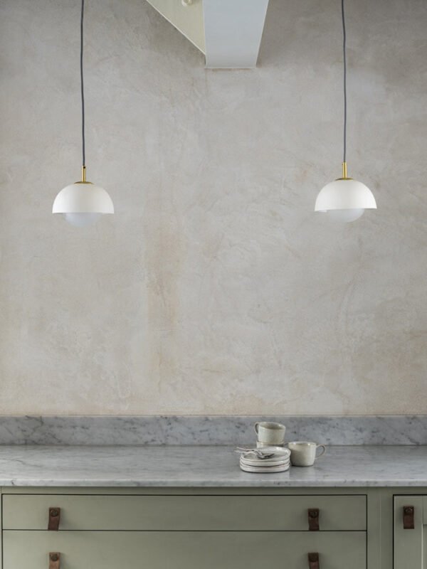 Porsa - 1 light brushed brass and warm white porcelain pendant - Image 2