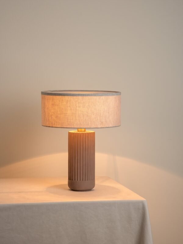 Avero - taupe ribbed concrete table lamp - Image 2