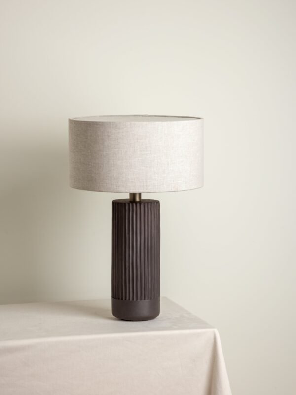Nitara - chocolate ribbed concrete table lamp - Image 4
