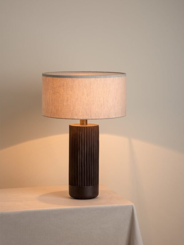 Nitara - chocolate ribbed concrete table lamp - Image 2
