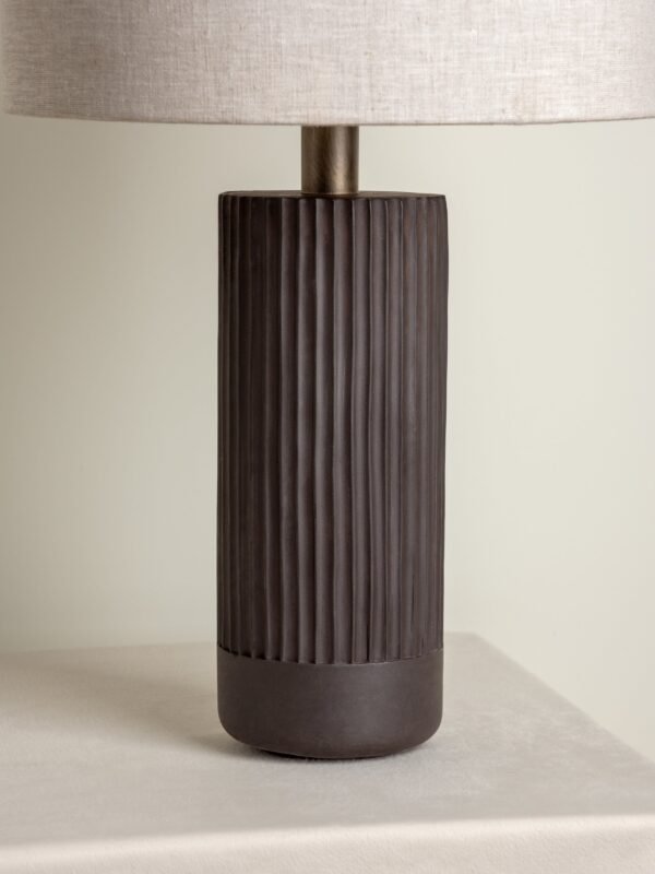 Nitara - chocolate ribbed concrete table lamp - Image 5