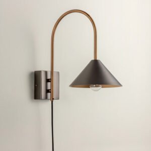 Orta - 1 light antique silver and burnished brass cone wall light
