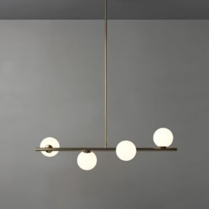 Perch - 4 light brass and opal pendant bar