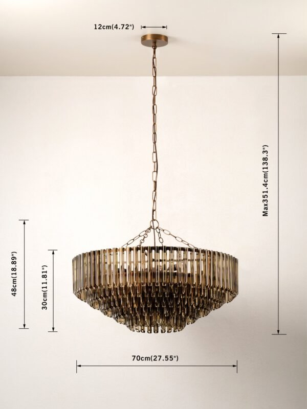 Petalia - 9 light bronze and smoked chocolate glass tube wide chandelier - Image 5